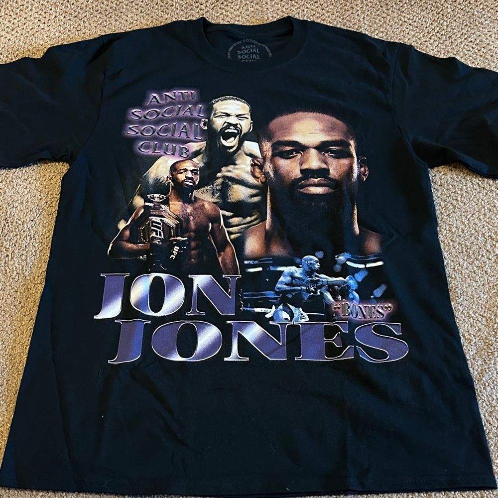 Anti Social Social Club UFC Jon ‘Bones’ Jones Black Tee with Purple Graphics - M